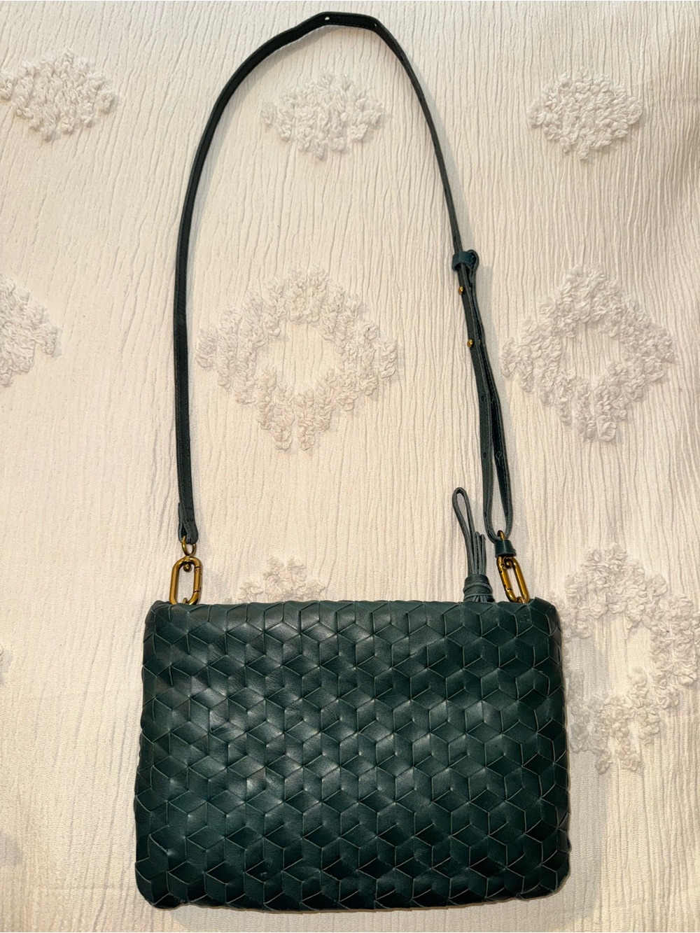 Madewell Dark Green Woven Leather Crossbody - Picture 3 of 8